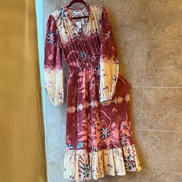 Othilia Carmela Maxi Dress Anthropologie Elastic Waist Long Sleeve Pockets L NWT - Picture 4 of 16